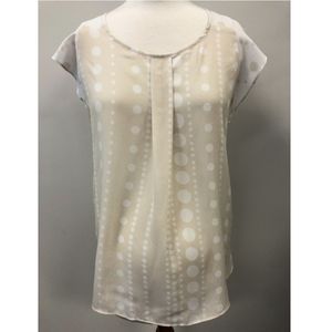 Motherhood maternity tan white polka dot blouse